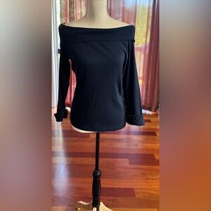 Vintage Y2K Fashion Bug Off-Shoulder Black Blouse
